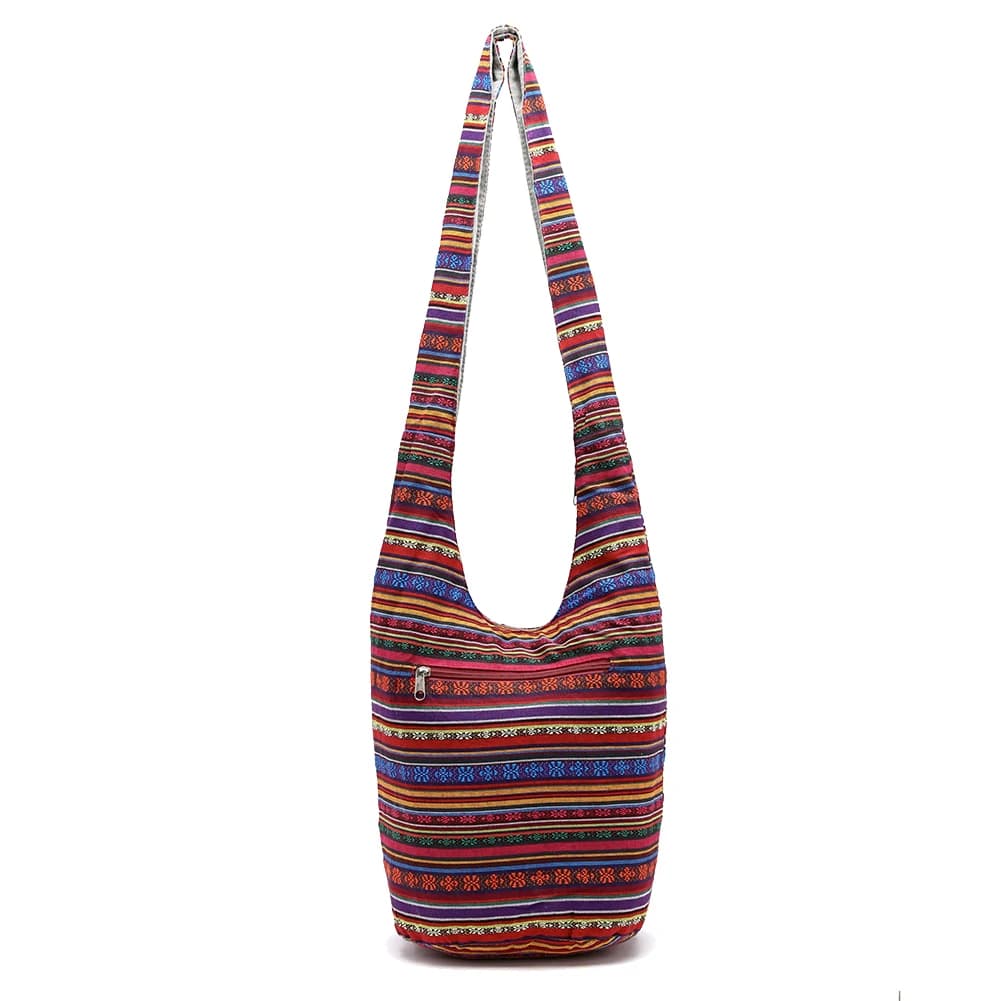 Sac à main bohémien en coton et lin pour femmes, sac à bandoulière imprimé ethnique avec fermeture é