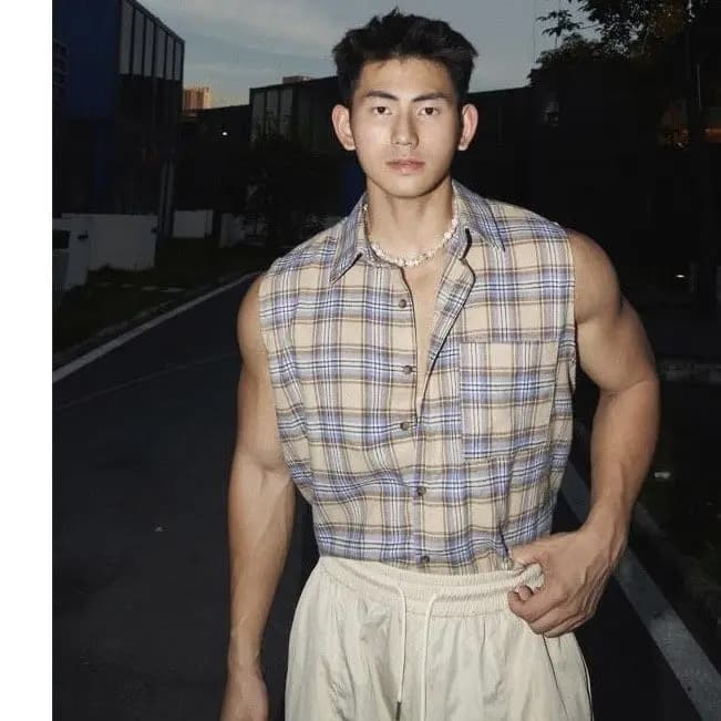 Juspinice mode américaine été nouveau Style rétro chemise gilet hommes décontracté Style de rue à ca
