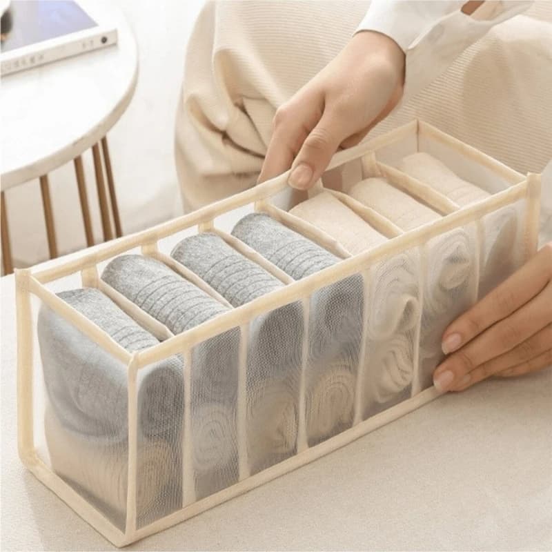 Organisateur de tiroir à 7 compartiments pour sous-vêtements, boîte de rangement pliable pour chauss