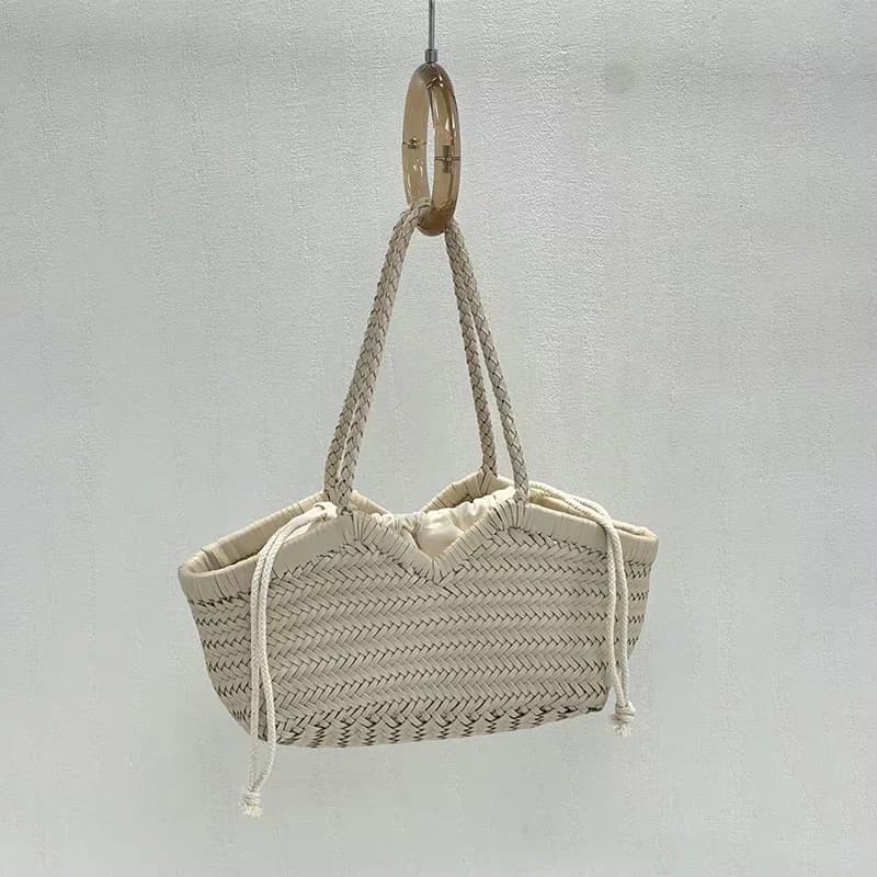 Sac fourre-tout de luxe tissé à la main, style vintage français, grande capacité, sac panier avec co