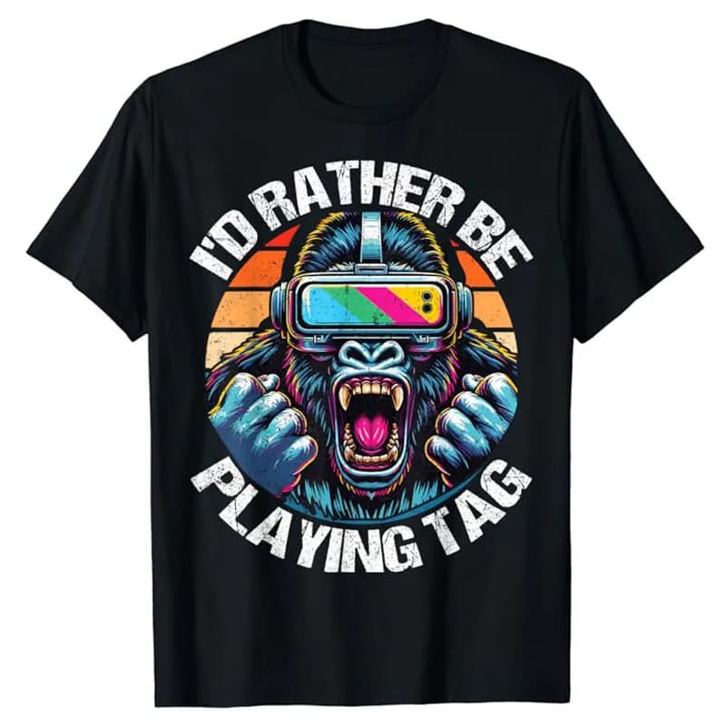 Je jouerais plutôt Tag Gorilla Monke Tag, VR Gamer T-Shirt, Cute Gaming Net, Sarcasm Saying Tee, Y-G