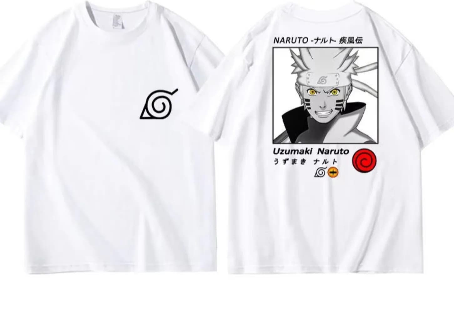 T-shirt blanc Naruto Kakashi, Naruto Uchiha Itachi Sasuke, en pur coton, imprimé double face, T-shir