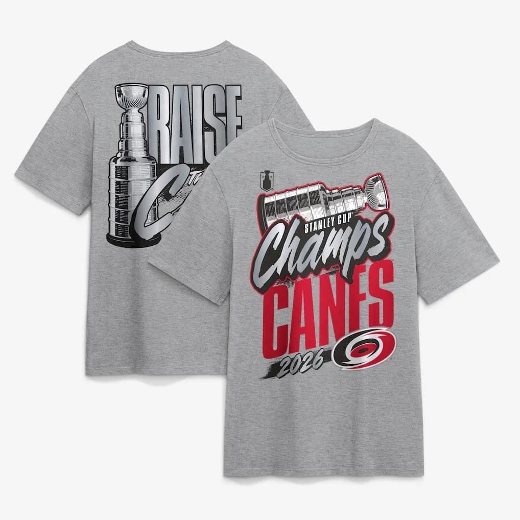 T-shirt des champions de hockey sur glace Carolina Hurricanes 2026, vêtements d'été en coton pour ho
