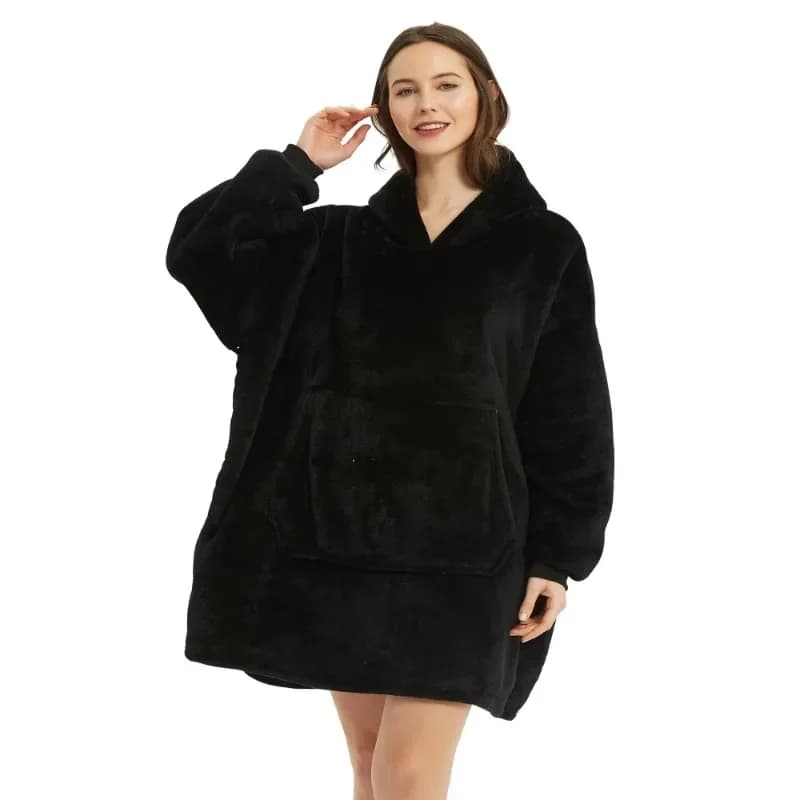 Couverture d'hiver à capuche surdimensionnée, chaude, portable, 850 grammes, pull en peluche microfi