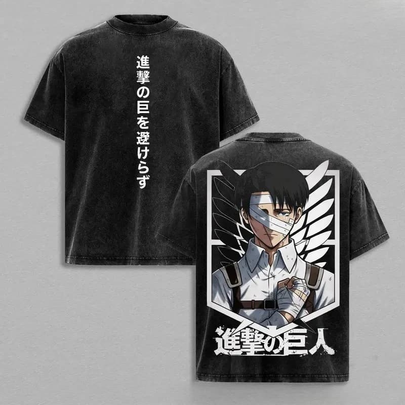 T-shirt graphique Anime Attack On Titan Levi pour hommes et femmes, vêtements décontractés en coton,
