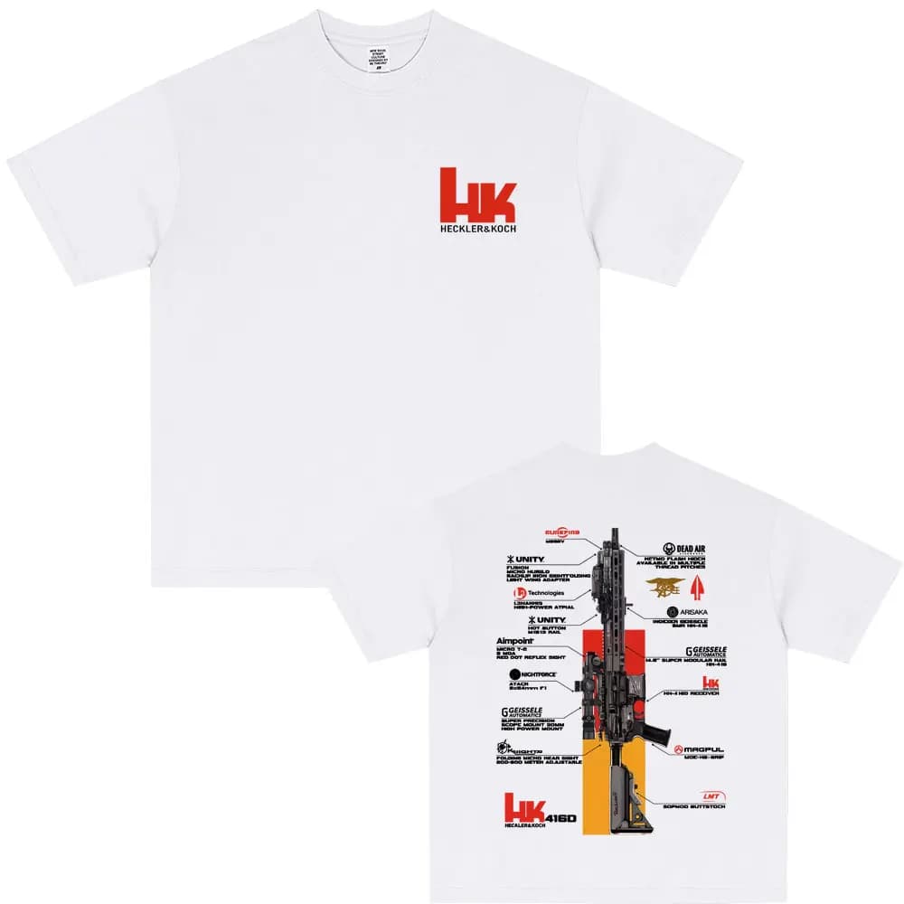 T-Shirt graphique pour hommes en Heckler & Koch HK416, 100% coton, évacuant la transpiration, respir