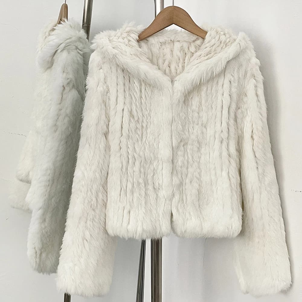 Veste en fourrure véritable, fourrure de lapin naturelle, veste en fourrure naturelle minimaliste po