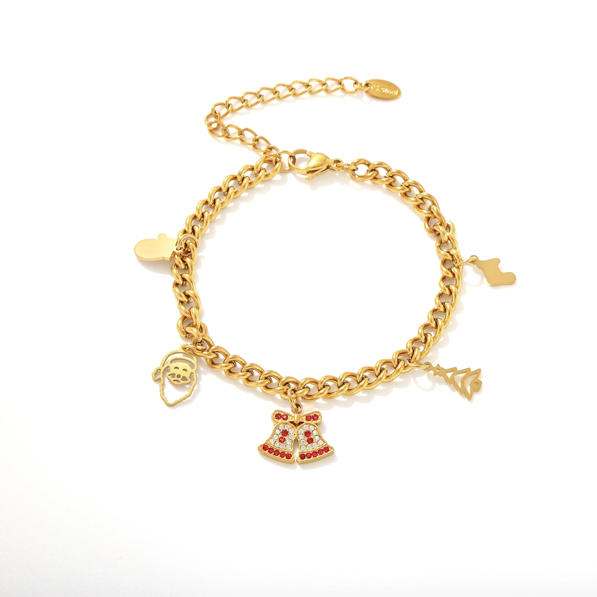 Ensemble de colliers et bracelets en acier inoxydable pour femmes, avec pendentifs sapin de Noël, Pè