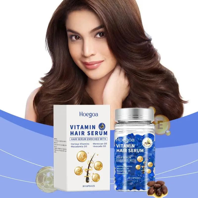 Capsules de soin capillaire Hoegoa à la vitamine : nourrissent, réparent les cheveux crépus, lissent