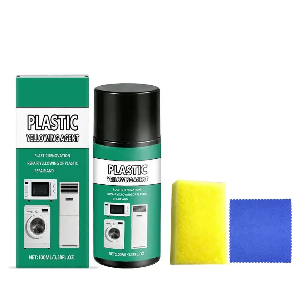 Agent de réparation de jaunissement du plastique, 100ml, avec éponge et chiffon, détachant efficace