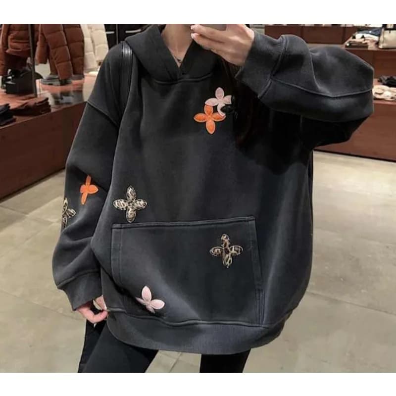 Sweat-shirt à capuche en polaire chaude avec broderie personnalisée, automne/hiver 2025