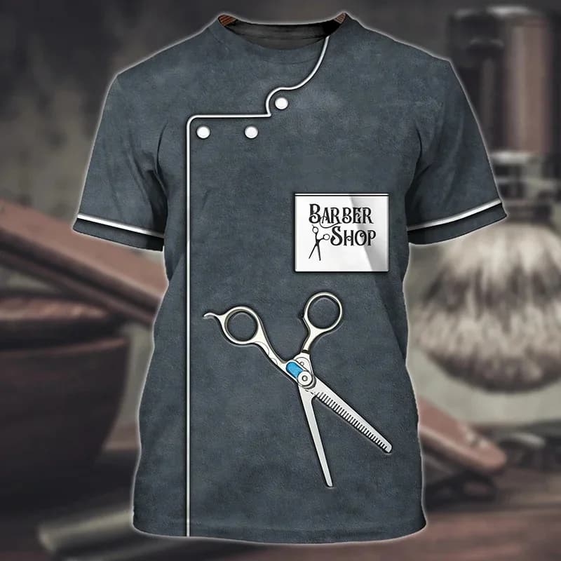 Uniforme de barbier graphique imprimé en 3D t-shirt pour hommes hauts faux costume t-shirts Harajuku
