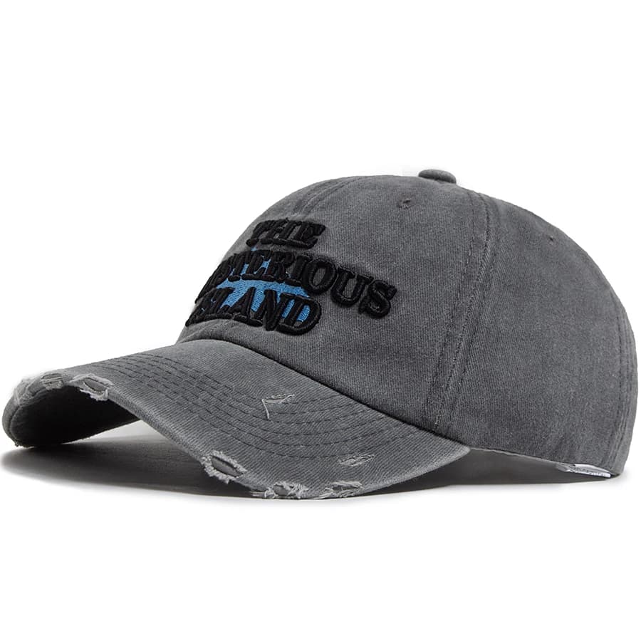 Casquette de baseball The Mysterious Island Letter pour hommes, en coton lavé, style vintage, avec v
