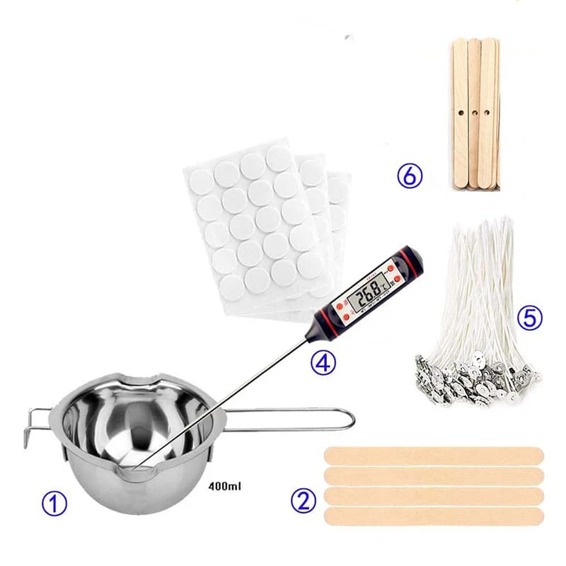 Kit de fournitures de fabrication de bougies, outils de fusion de cire de bougie, pots d'aromathérap
