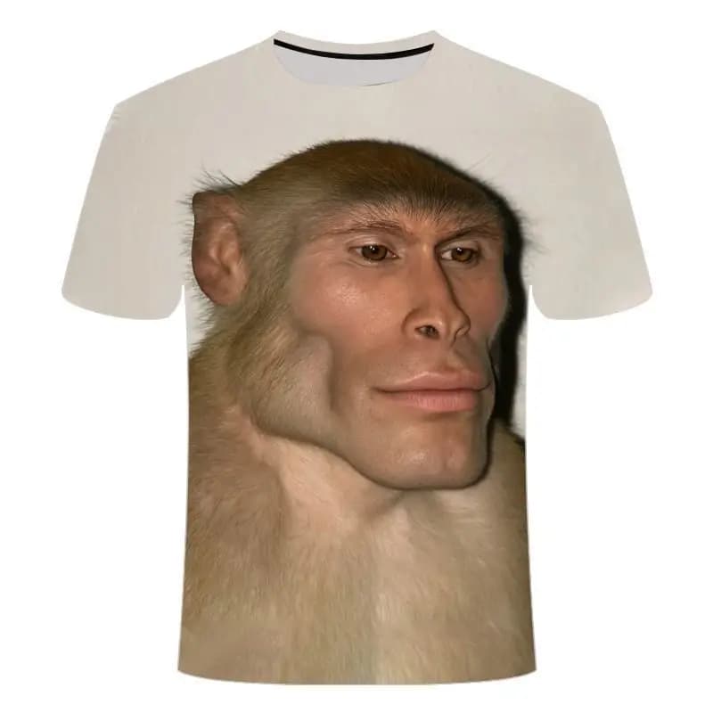 T-shirt drôle avec motif singe imprimé en 3D pour adolescents, décontracté, col rond, manches courte