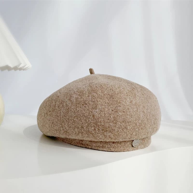 Femmes Art français rétro laine feutre automne couleurs unies chaud hiver bonnet chapeau béret casqu