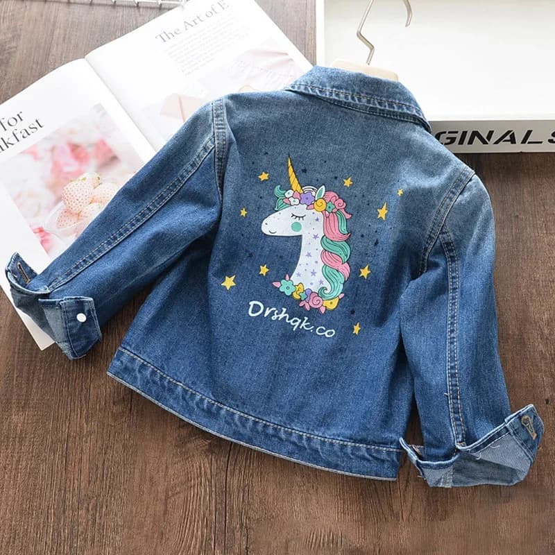 Bear Leader-Veste en denim brodée pour fille de 3 à 8 ans, manteau de dessin animé, vêtements pour e