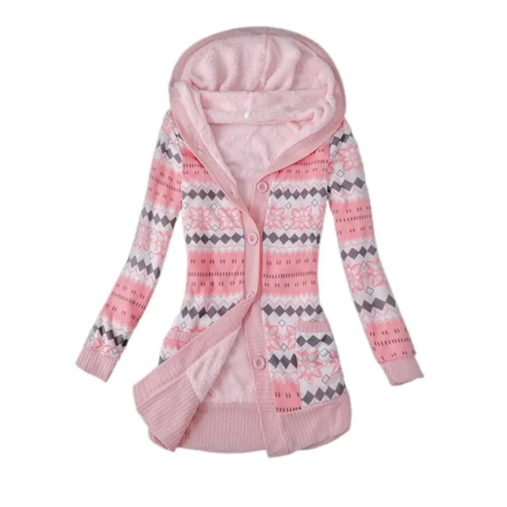 Mode femmes Cardigan à capuche pull respectueux de la peau Cardigan boutons fermeture à capuche doub