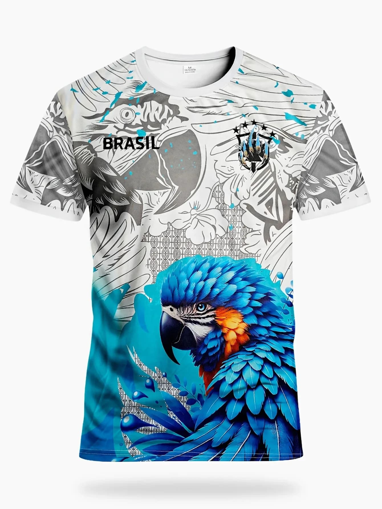 Maillot de football du Brésil, T-shirt de sport décontracté à séchage rapide avec motif perroquet ar