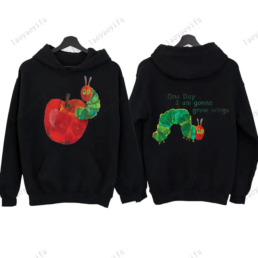 Sweat-shirt à capuche imprimé chenille affamée, le chenille très affamée, personnalité confortable,