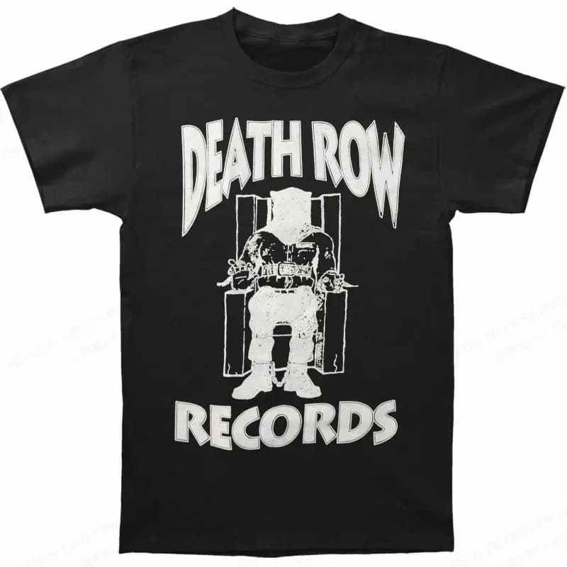Death Row Records T-shirt graphique pour hommes en coton Hip Hop Streetwear à manches courtes T-shir