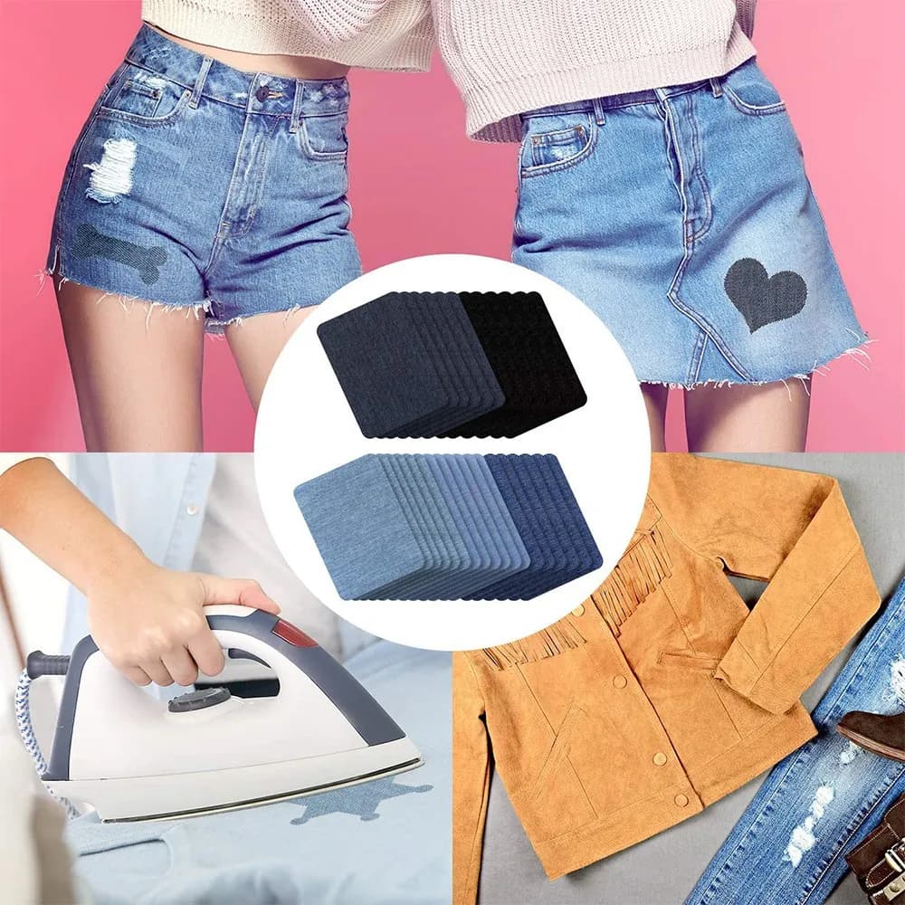 BHBD-30 pièces fer sur tissu patchs Denim Jean réparation patchs vêtements réparation Patch Kit pour