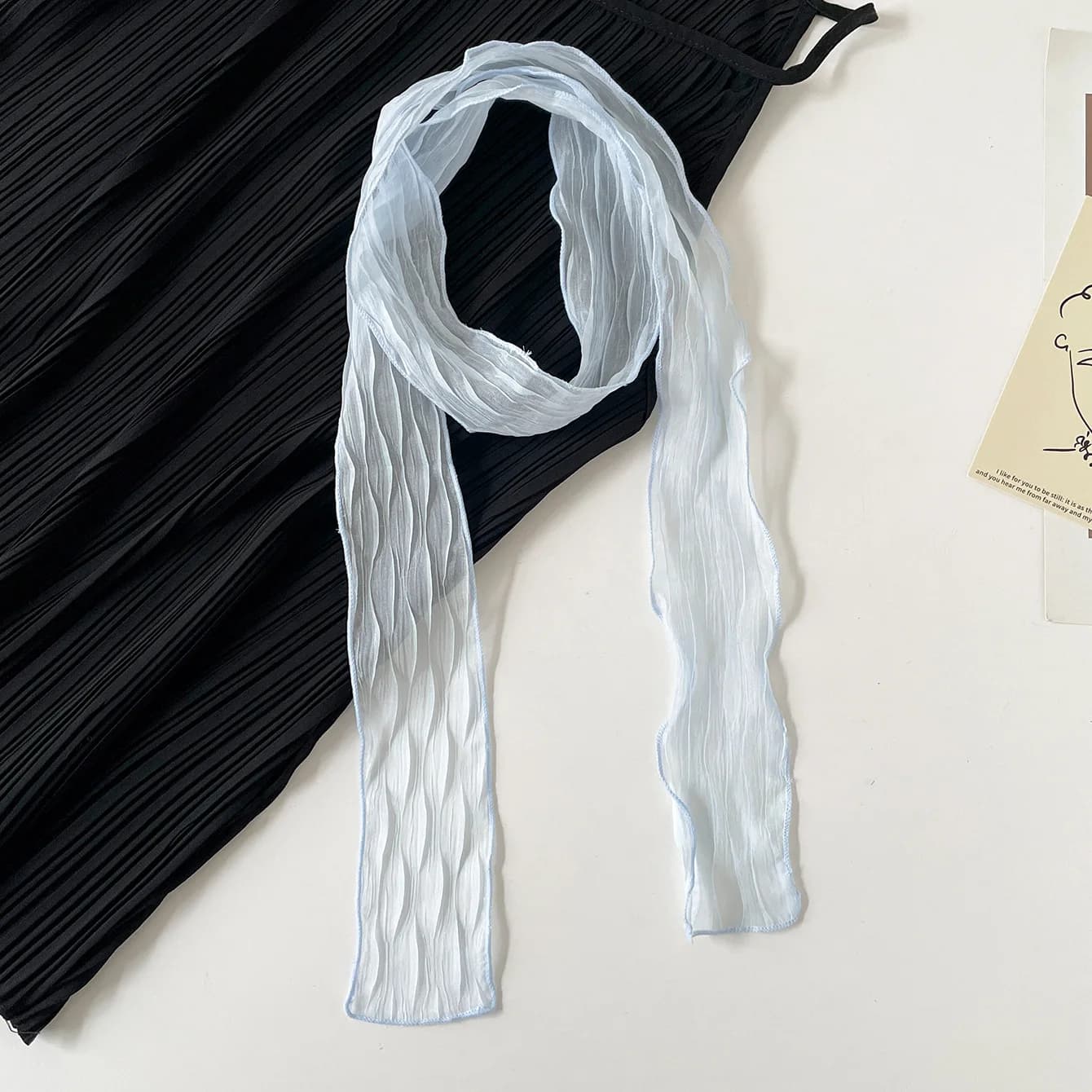 Écharpe fine en mousseline froissée légère et transparente, foulard multi-usage, bandeau pour cheveu