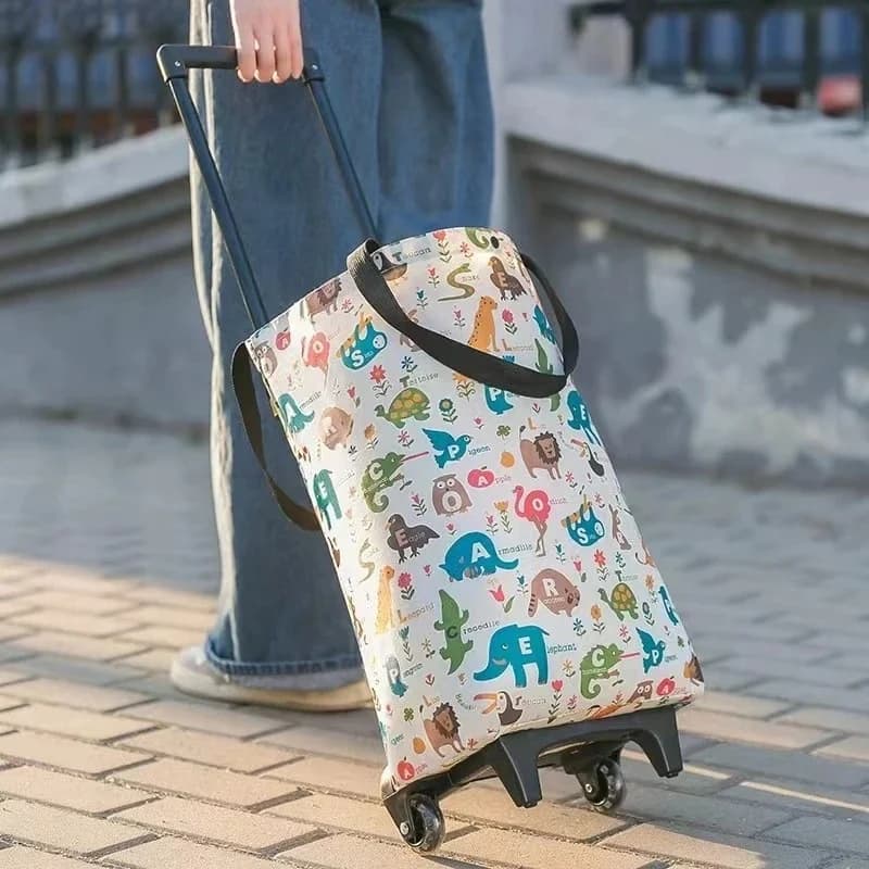 Chariot de courses pliable en tissu Oxford, sac premium portable de grande capacité – pour l'extérie