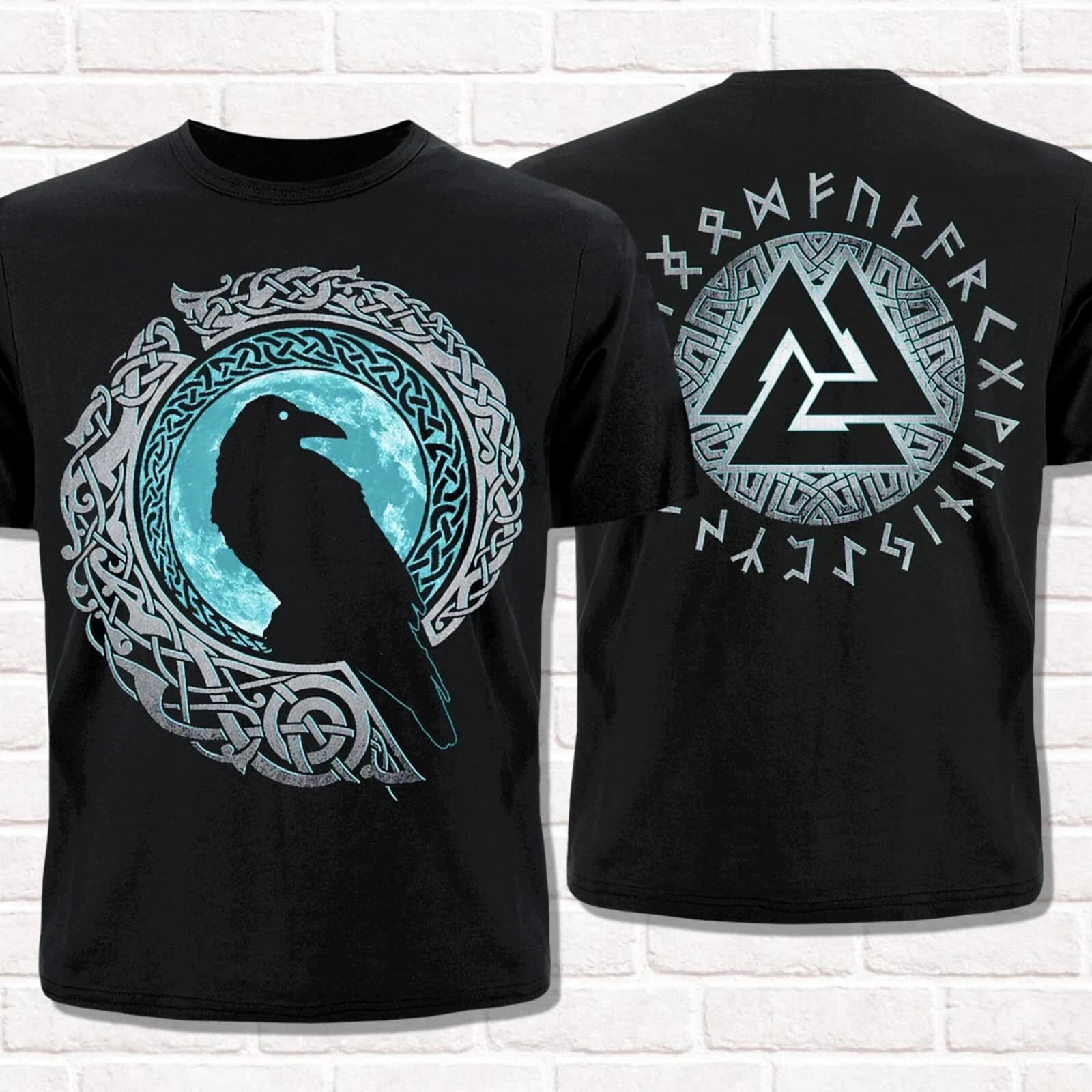 T-shirt Streetwear Homme 2026 – Mythologie Nordique Viking Odin Hugin Muninn – Coton Vintage – Femme
