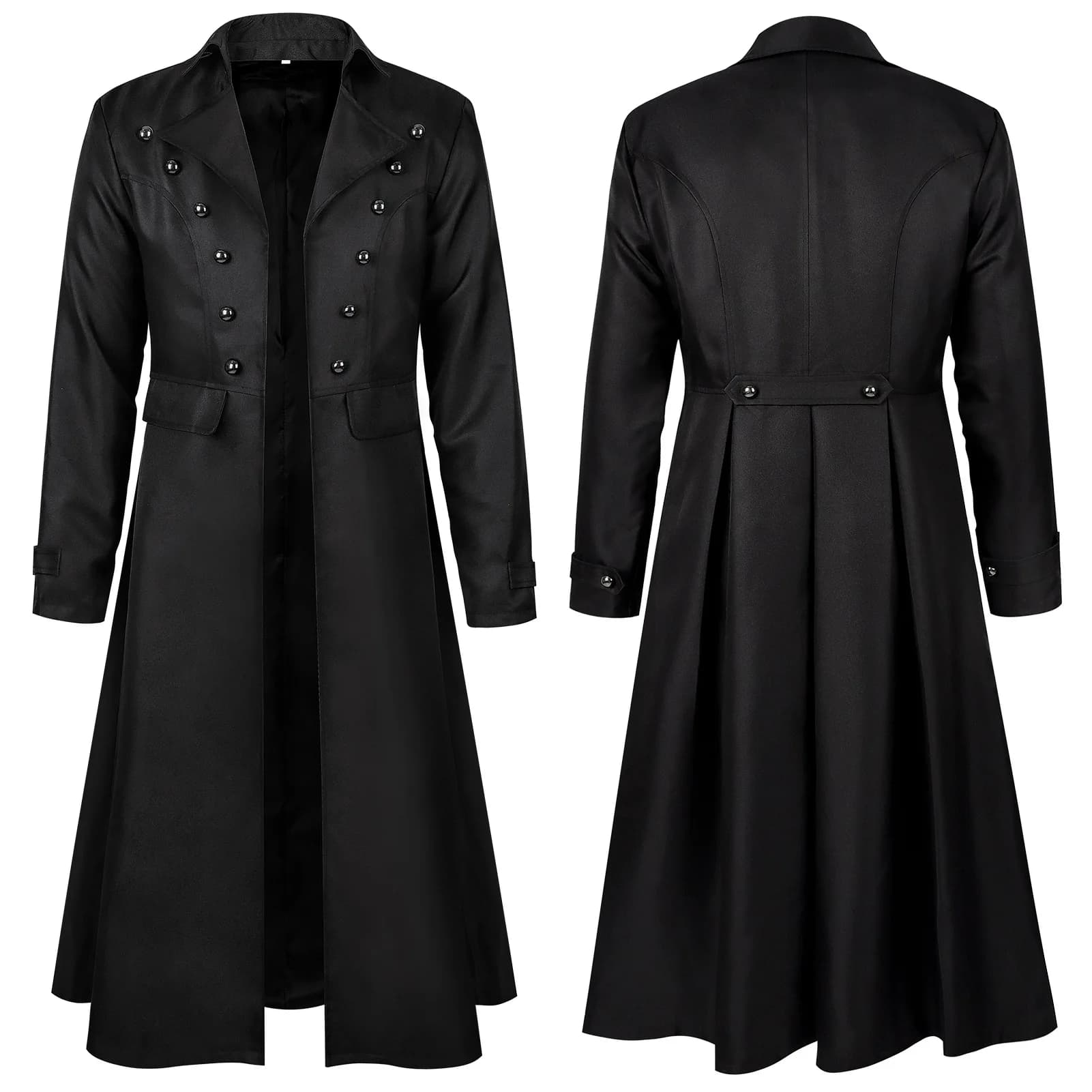Manteau long multicolore pour homme, style steampunk vintage, uniforme de scène, col montant, vêteme