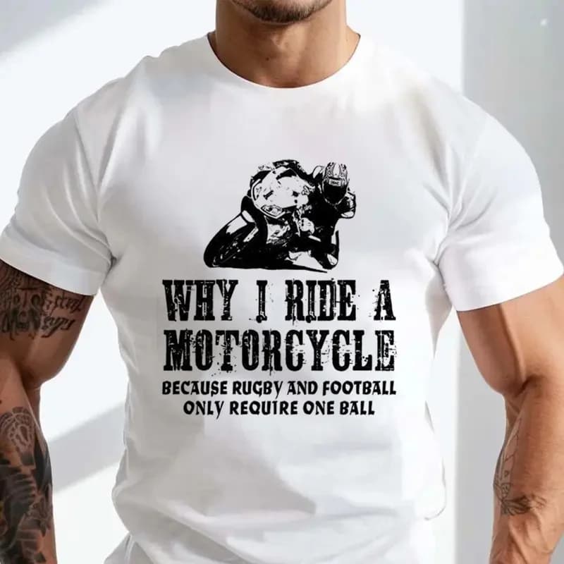 Moto T-Shirt motard pourquoi je roule pour hommes drôle moto Superbike vélo coton col rond manches c
