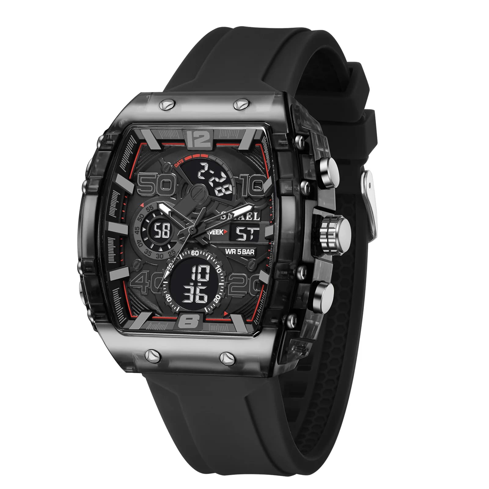 SMAEL marque 8109 nouvelle montre électronique mode carré double affichage étanche lumineux multicol