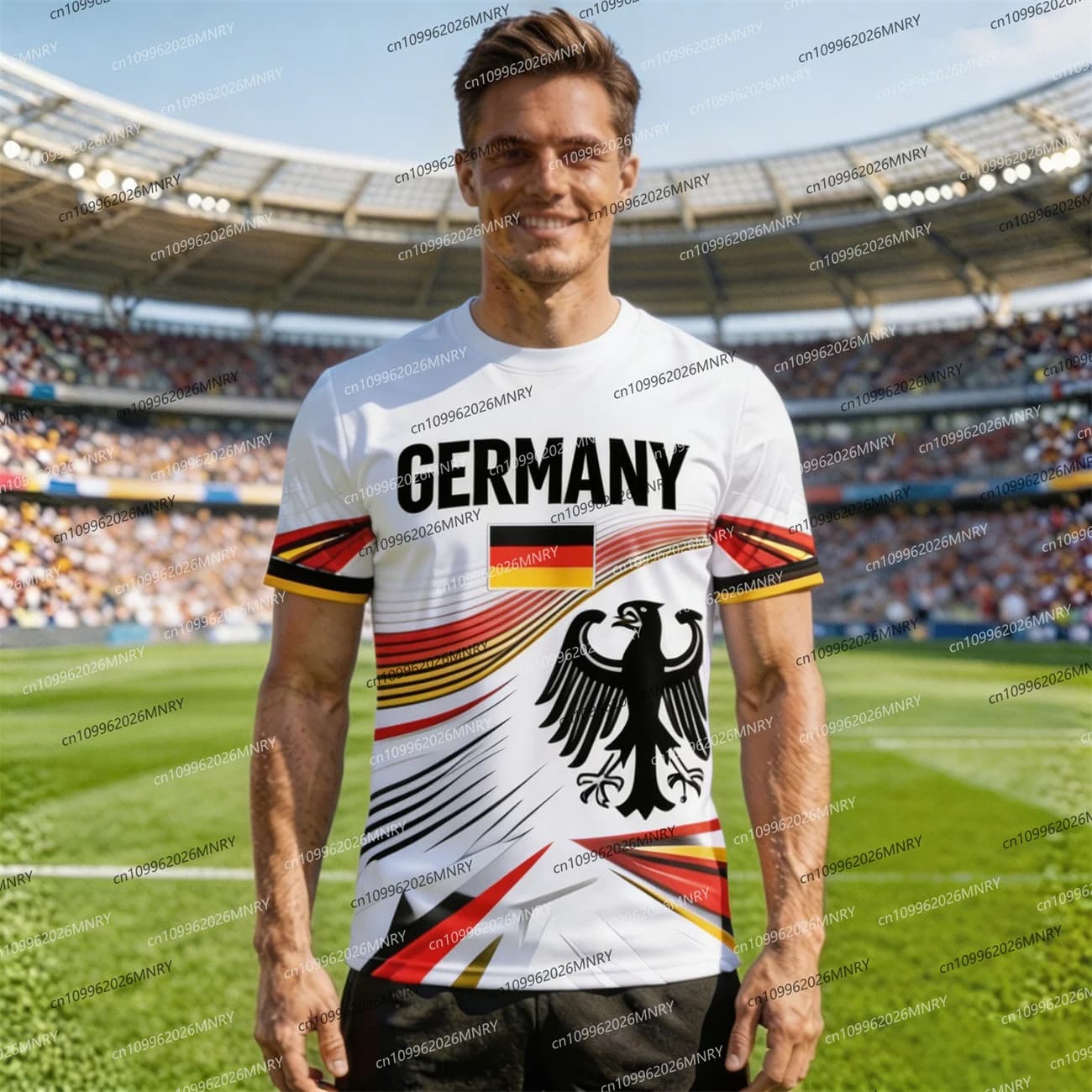 Maillot de supporter Allemagne 2026 avec emblème du drapeau, T-shirt pour homme, vêtements pour fill
