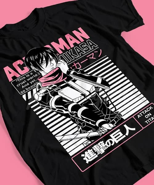 T-shirt de l'Animé Attaque des Titans Mikasa Ackerman Batalla, Final