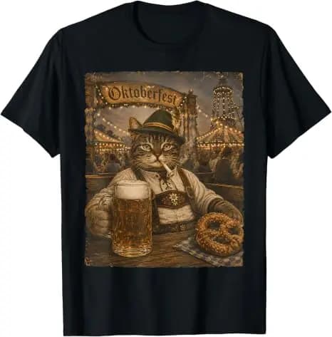 T-shirt Oktoberfest Homme Lederhosen Meme Amusant Boire de Bière Allemande Y2k Costume Festival d'Oc