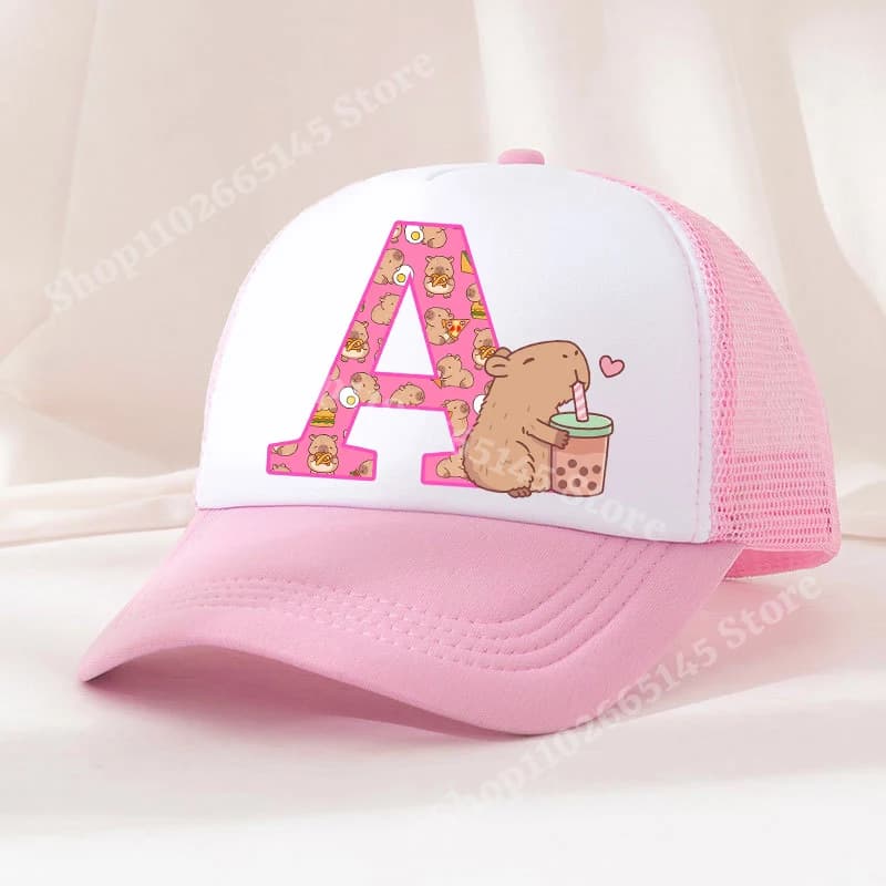 Capibara casquette de Baseball filles femmes Anime Capybara lettre A-Z chapeau de soleil enfants adu