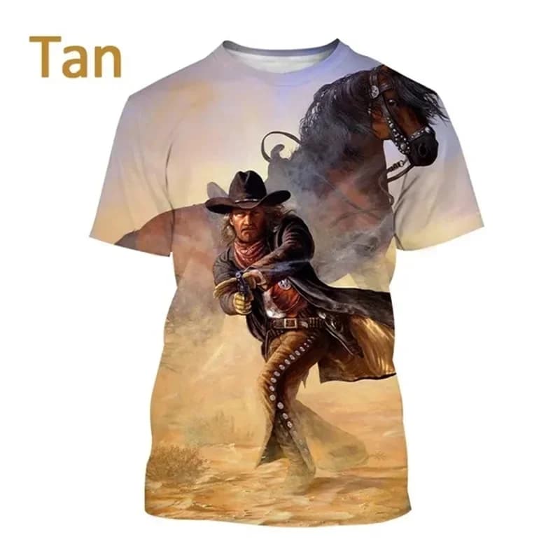 Western Cowboy hommes T-shirt impression 3d Sport séchage rapide respirant décontracté rue en plein