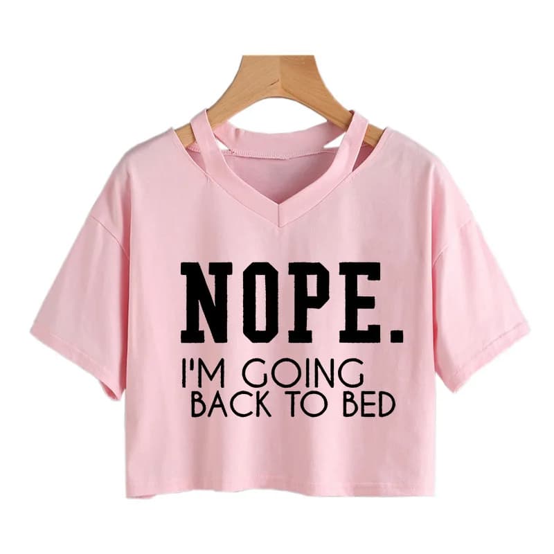 T-shirt vintage sexy pour femmes, imprimé drôle « NOPE Not Today », t-shirt court à imprimé graphiqu