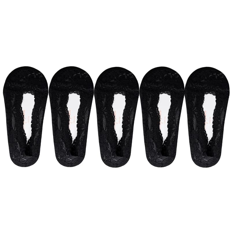 Lot de 5 paires de chaussettes invisibles courtes pour femme, en coton fin, pour l'été, blanches, co