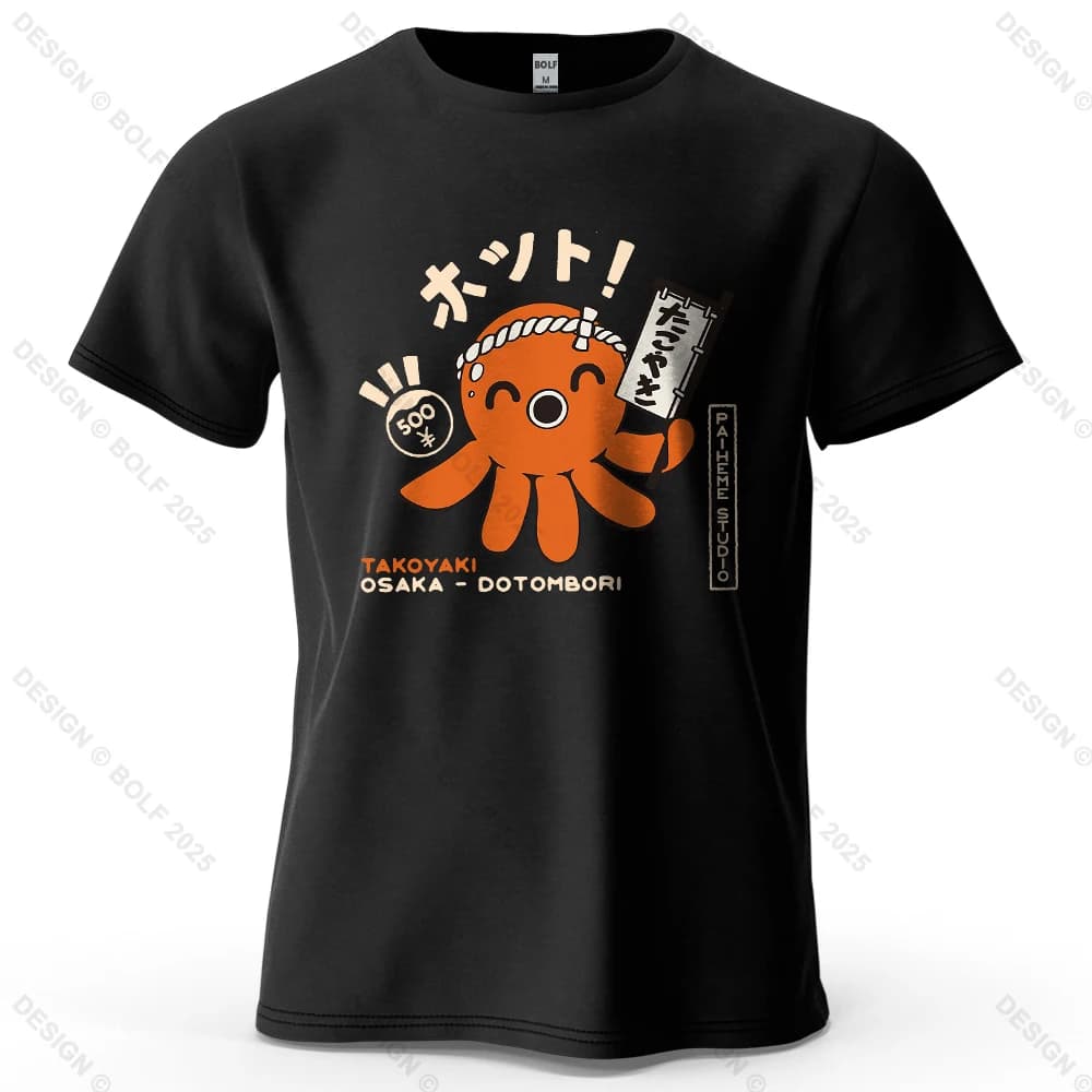 TAKOYAKI OSAKA DOTOMBORI imprimé hommes T-Shirt 100% coton surdimensionné graphique t-shirts pour ha