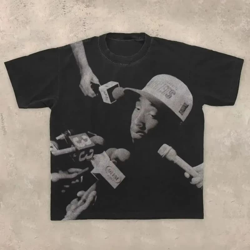 T-shirts gothiques rétro Harajuku unisexes Y2k, haut à motif de personnage hip-hop américain, T-shir