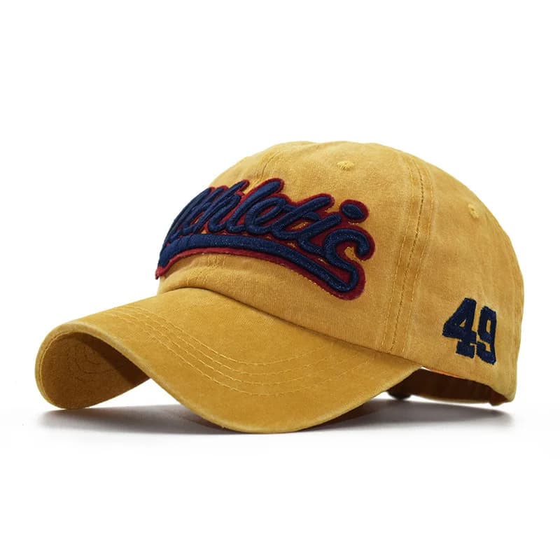 Casquette de baseball brodée de lettres athlétiques pour femmes et hommes, chapeau à visière en coto