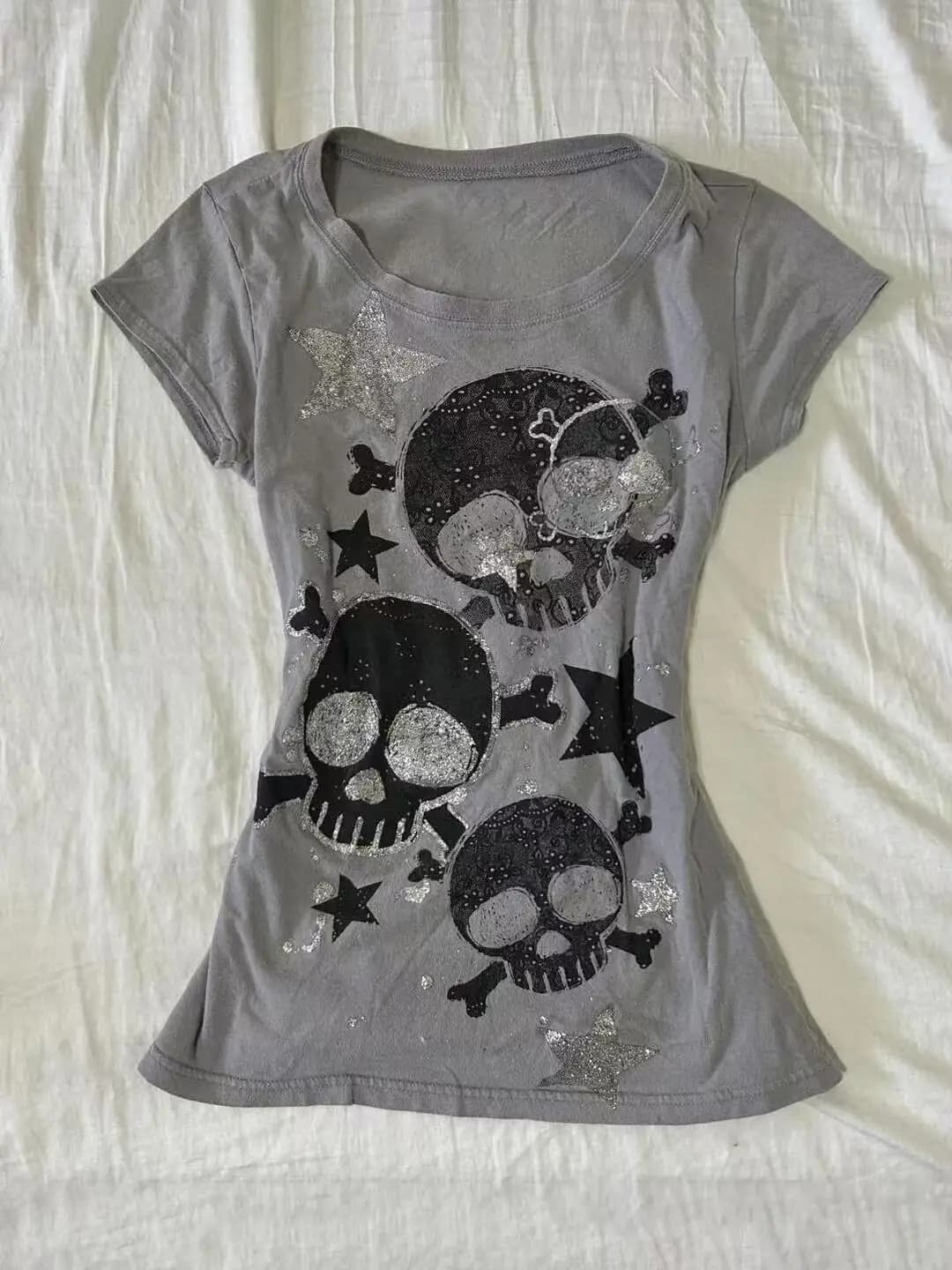 T-shirts pour femmes japonais Y2k, vêtements tendance des années 2000, hauts, imprimé graphique étoi