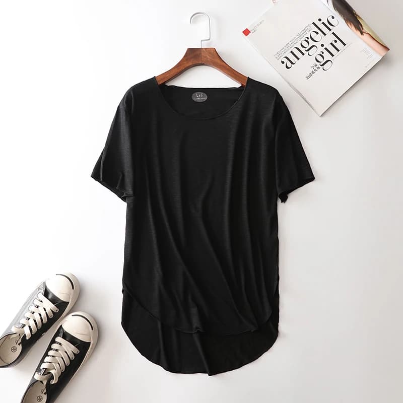 100% fibre de bambou t-shirt haut pour femme 2026 t-shirt d'été harajuku lâche confortable t-shirts