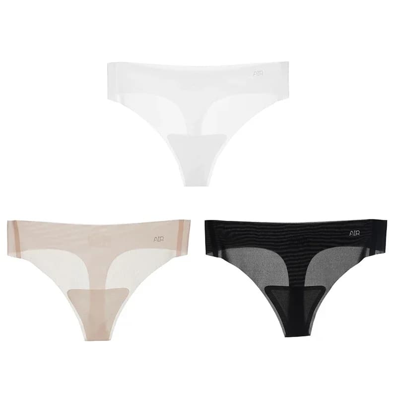 Lot de 3 culottes string ultra-fines sans couture pour femme, taille basse, invisibles, séchage rapi