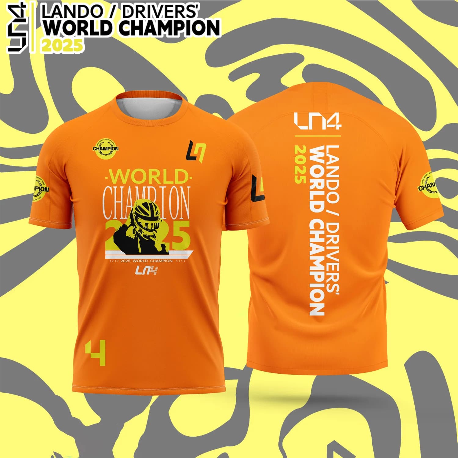Lando Norris nouveau T-Shirt de célébration du conducteur du Champion du monde 2025 pour hommes et f
