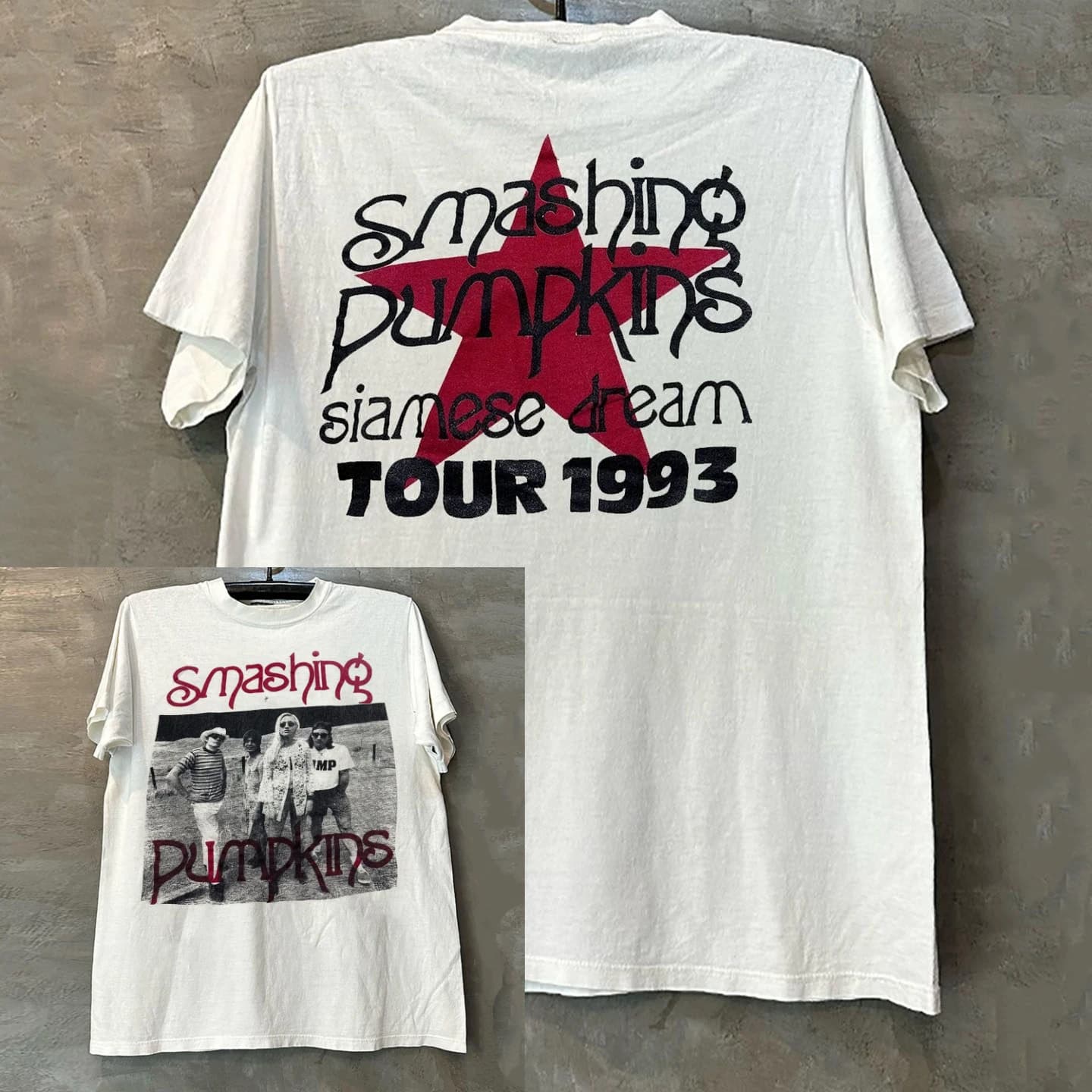 2026 The Smashing Pumpkins - T-shirt vintage gothique en coton épais à manches courtes pour la tenda