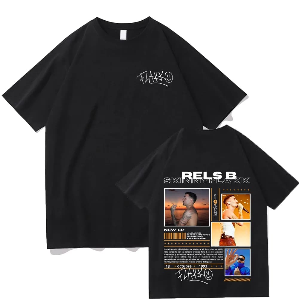 Rels B T-shirt Skiny Flakk sourire lettre graphique T-shirt été hommes dames mode à manches courtes