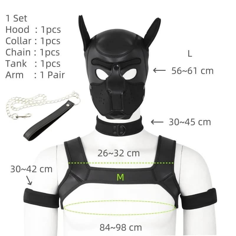Ensemble de jeu de rôle pour animaux de compagnie Bdsm pour adultes, avec capuche fétichiste pour ch