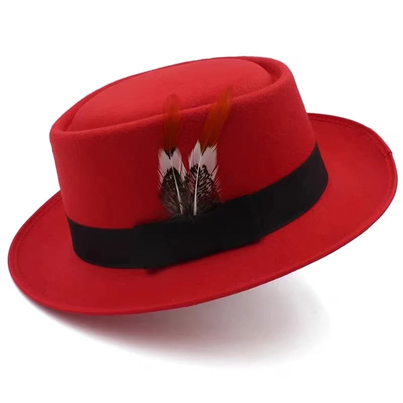 Chapeaux de Porkhelicopter en plumes pour hommes, Fedora noir solide, chapeaux d'affaires vintage, G